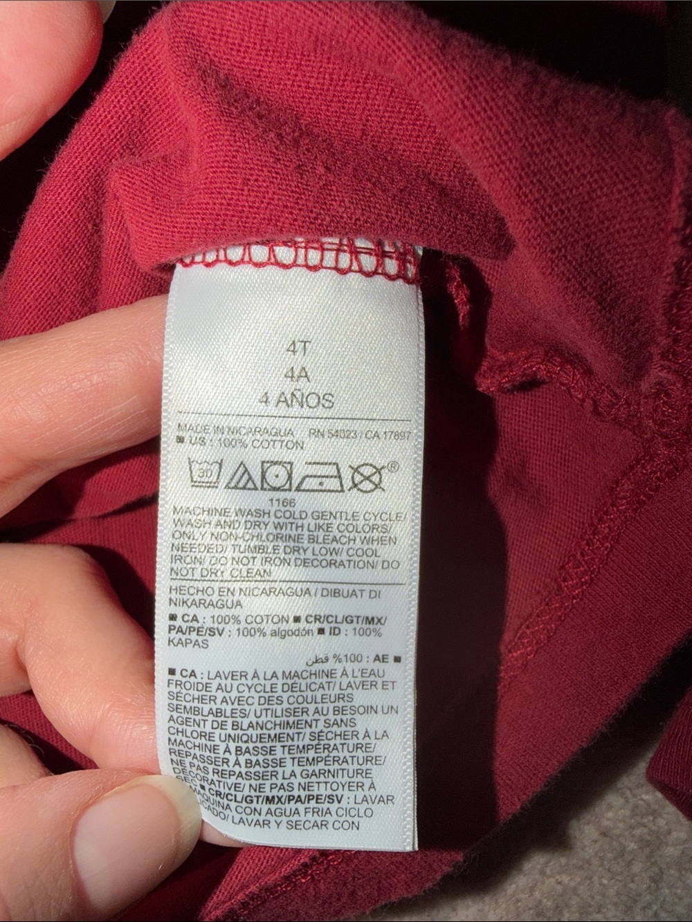 Old Navy Burgundy Long Sleeve Tee with Colorful Floral 'Hugs & Kisses' Graphic - Picture 4 of 5